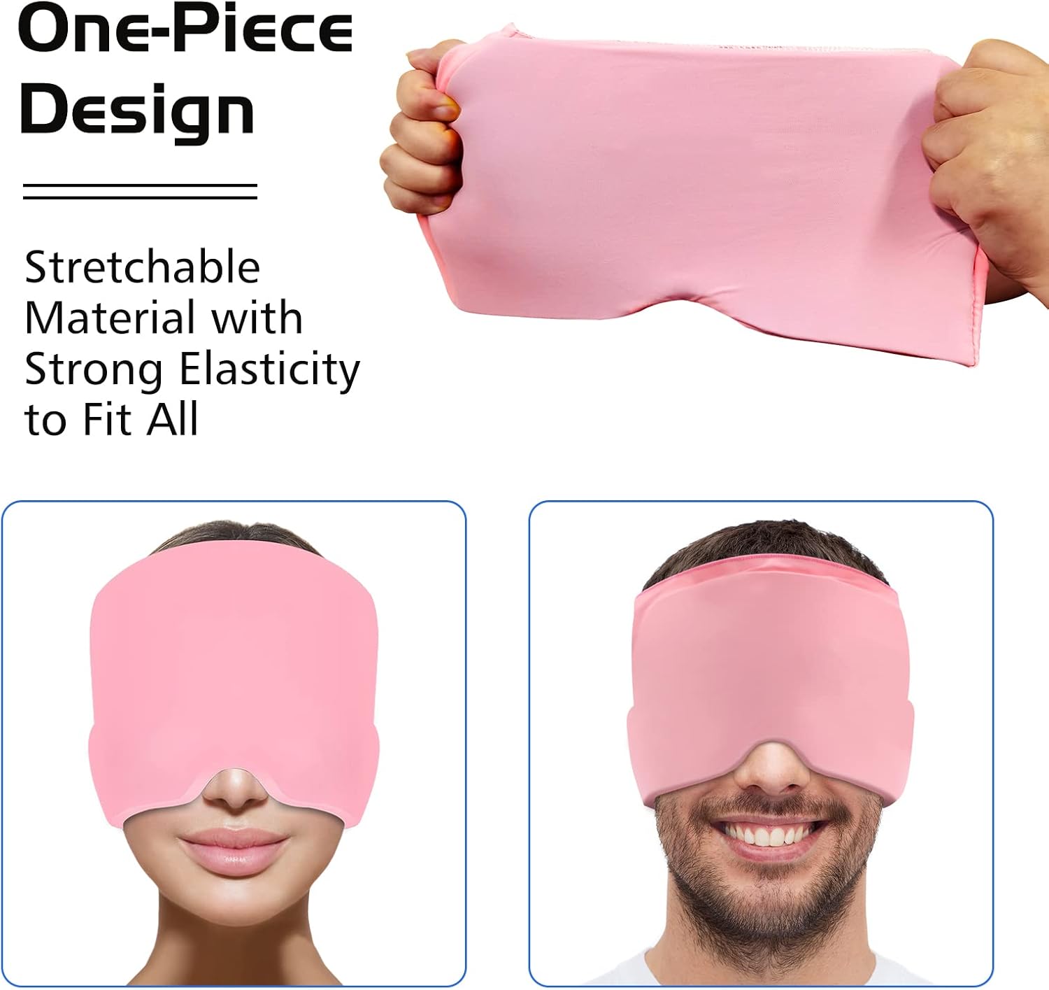 Headache Relief Hat for Migraine Relief, Tension, One Size Fits All Headache Cap with Reusable Ice Gel Pack for Puffy Eyes, Stress Relief ( Random Color )